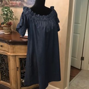 Umgee Chambray Off The Shoulder Dress